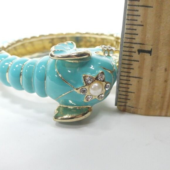 Kenneth Lane Blue Enamel Elephant Hinged Bangle Bracelet Vintage - Picture 14 of 14